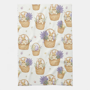 Minimal Easter Bunny Pastel Spring Pattern (5) Kitchen Towel