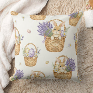 Minimal Easter Bunny Pastel Spring Pattern (5) Throw Pillow