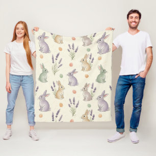 Minimal Easter Bunny Pastel Spring Pattern Fleece Blanket