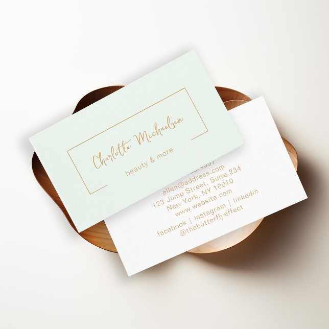 Minimal, Écriture manuelle, Carte de visite vert c (Créateur téléchargé)