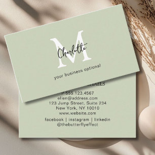 Minimal, Écriture manuelle, Carte de visite vert c