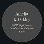 Minimal Ecru Black Elegant Wedding Return Address Classic Round Sticker<br><div class="desc">Minimalist Ivory Ecru Black Elegant Wedding Custom Return Address Classic Round Sticker</div>