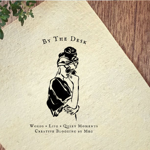 Minimal Editorial Woman Line Art Rubber Stamp