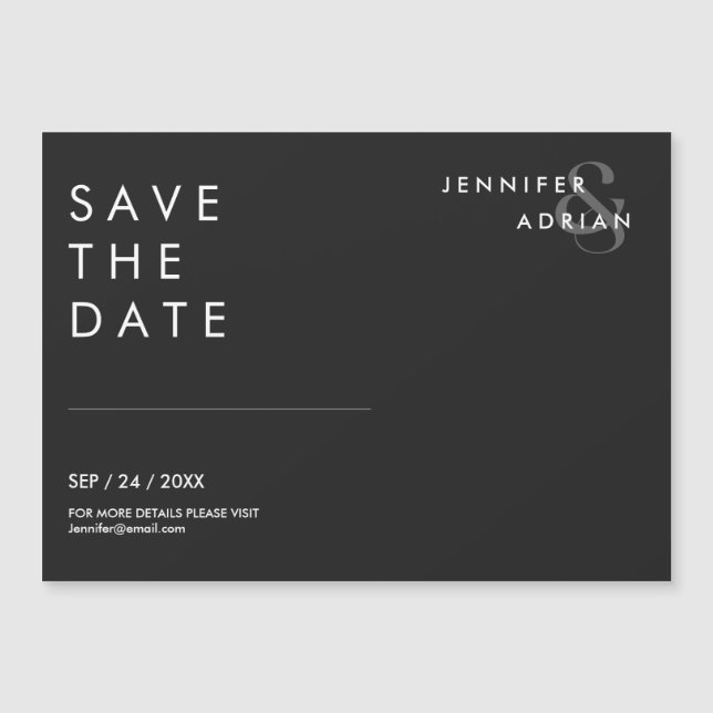 Minimal Eerie Black Modern Wedding Save The Date (Front)