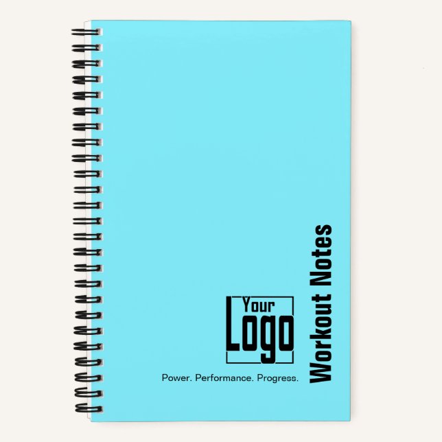 Minimal Electric-Blue Black Logo Motto Workout Notebook (Front)