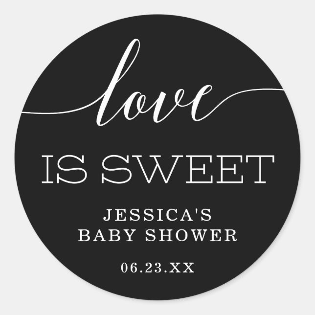 Minimal Elegance Love Is Sweet Favour Classic Roun Classic Round Sticker (Front)