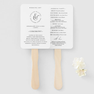 Minimal Elegance Simple Black and White Wedding  Hand Fan