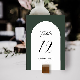 Minimal Elegant Arch Wedding   Green Table Number