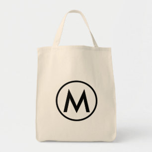 Minimal Elegant Black Monogram Tote Bag