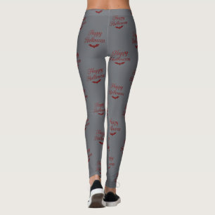 Minimal elegant Black Red Gothic Halloween Party Leggings