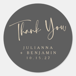 Minimal Elegant Black Script Wedding Personalized Classic Round Sticker