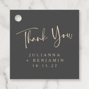 Minimal Elegant Black Script Wedding Personalized Favour Tags