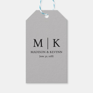 Minimal & Elegant Black & White Monogram Wedding Gift Tags