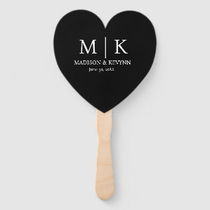 Minimal & Elegant Black & White Monogram Wedding Hand Fan
