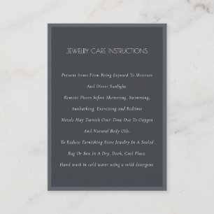 Minimal Elegant Blue Black White Jewellery Care Business Card
