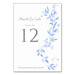 Minimal Elegant Blue Painted Porcelain Table Number