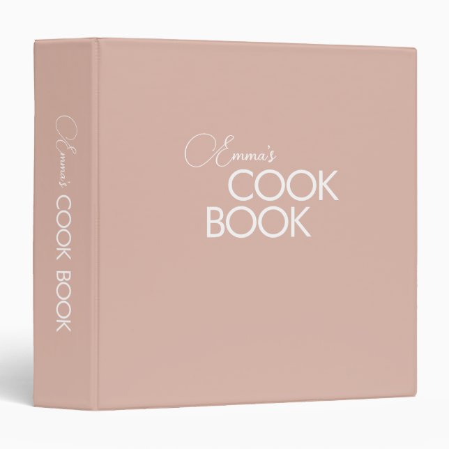 Minimal Elegant Blush Pink Cook Book Binder (Front/Spine)