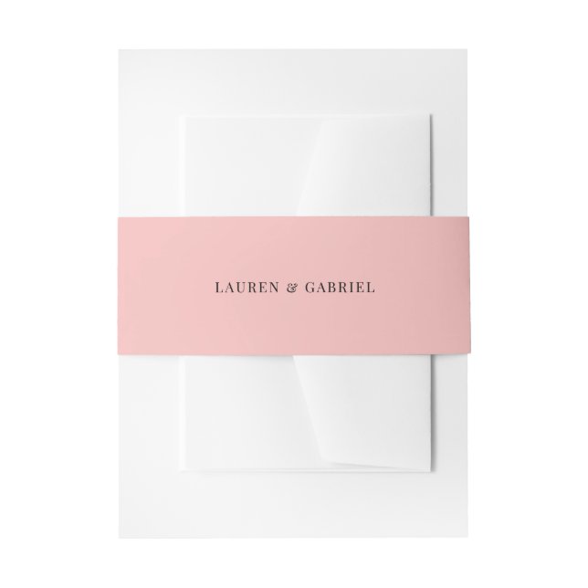 Minimal Elegant Blush Pink Wedding Invitation Belly Band (Front Example)