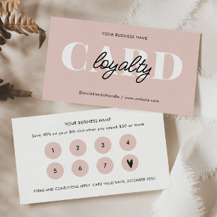 Minimal Elegant Blush Pink White Script Business Loyalty Card