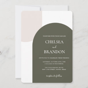 Minimal Elegant Bohemian Arches Sage Green Wedding Invitation