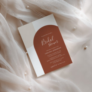 Minimal Elegant Boho Arch Terracotta Bridal Shower Invitation