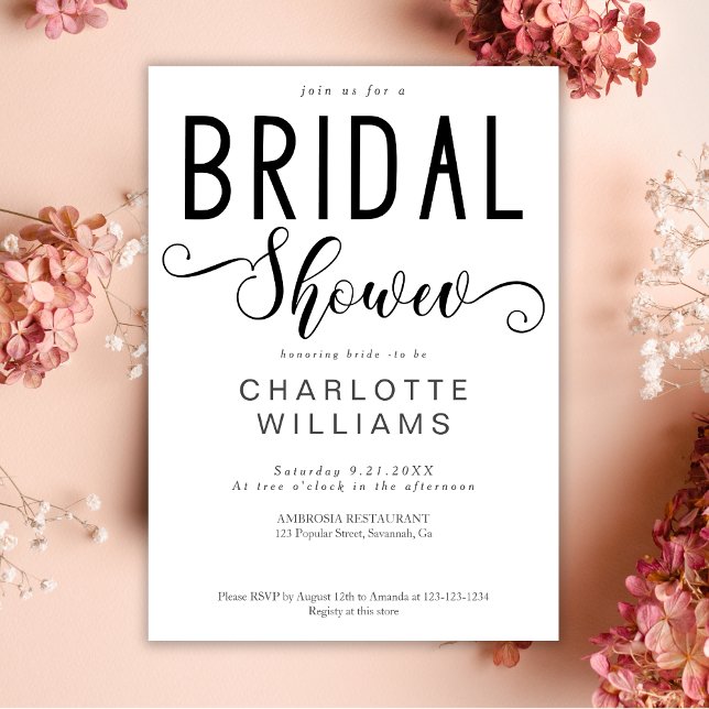 Minimal Elegant Calligraphy Script Bridal Shower Invitation (Creator Uploaded)
