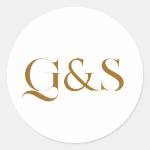 Minimal Elegant Calligraphy Wedding Monogram Classic Round Sticker