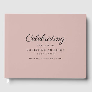 Minimal & elegant "Celebration of life" Blush-Rose Guest Book