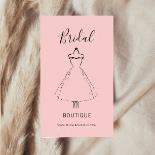 Minimal Elegant Chic Wedding Dress Stylist Pink Business Card