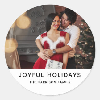 Minimal Elegant Christmas Couple Photo Sticker