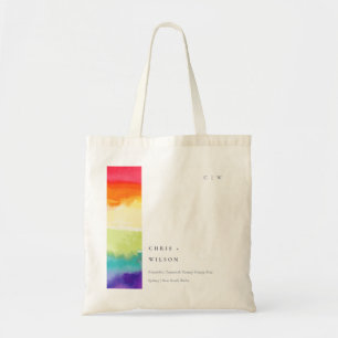 Minimal Elegant Colorful Pride Rainbow Wedding Tote Bag