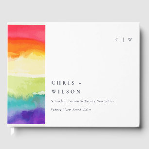Minimal Elegant Colourful Pride Rainbow Wedding Guest Book