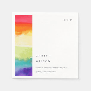 Minimal Elegant Colourful Pride Rainbow Wedding Napkin