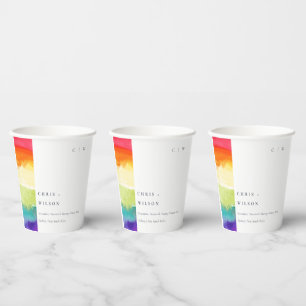 Minimal Elegant Colourful Pride Rainbow Wedding Paper Cups