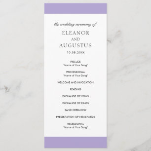 Minimal Elegant Digital Lavender Purple Wedding Program