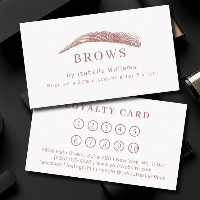 Minimal Elegant Eyebrow Salon Loyalty Business Card (Minimal Elegant Eyebrow Salon Salon Loyalty Business Card)