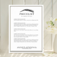 Minimal Elegant Eyebrow Salon Pricelist