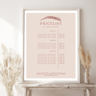 Minimal Elegant Eyebrow Salon Pricelist Poster