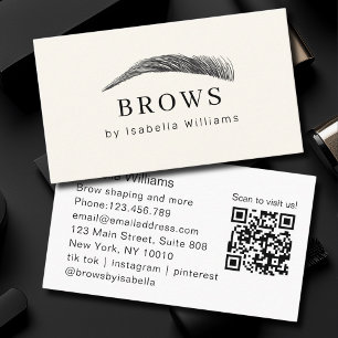 Minimal Elegant Eyebrow Salon QR-Code Business Card