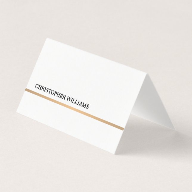 Minimal Elegant Faux Gold Line Folded Businesscard Business Card (Front)
