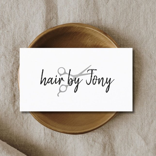Minimal Elegant Faux Silver Scissors Hair Stylist Business Card (Creator Uploaded)
