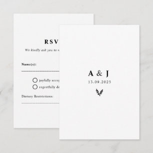 Minimal Elegant Floral Botanical Monograms Wreath  RSVP Card