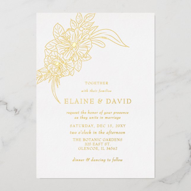 Minimal Elegant Floral Sketch Wedding (Front)