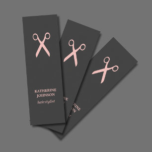 Minimal Elegant Grey Pale Pink Scissor HairStylist Mini Business Card