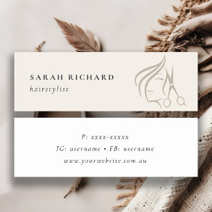 Minimal Elegant Hairstylist Ivory Hair Scissor  Mini Business Card