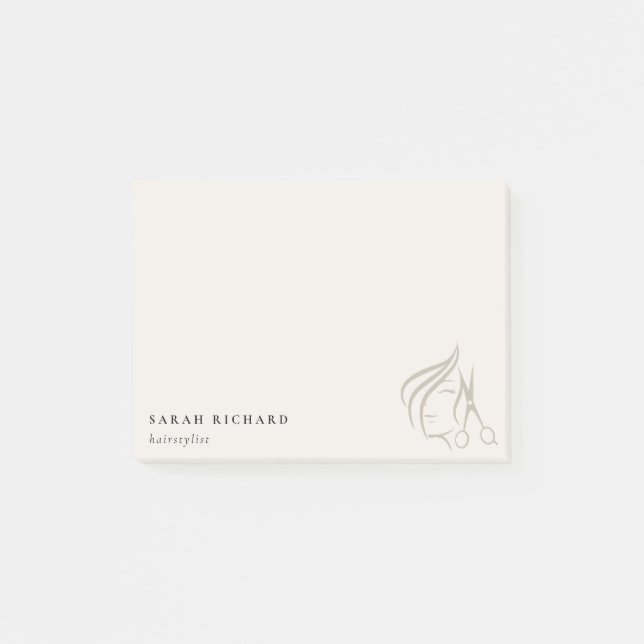 Minimal Elegant Hairstylist Ivory Hair Scissor  Post-it Notes (Front)