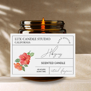 Minimal Elegant Hibiscus Candle Jar Label
