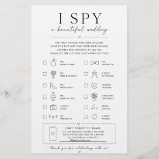 Minimal Elegant I Spy Wedding Scavenger Hunt Flyer