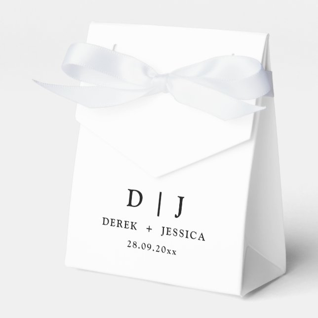 Minimal Elegant Luxury Black & White Wedding  Favor Box (Front Side)