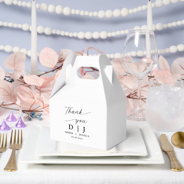 Minimal Elegant Luxury White & Black Wedding  Favor Box (Creator Uploaded)